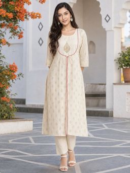 Rangita - Off White Embroidered Kurta