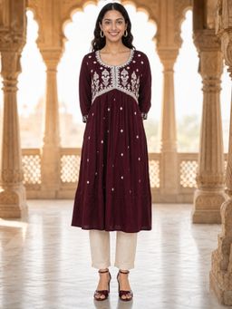Rangita - Maroon Embroidered Kurta