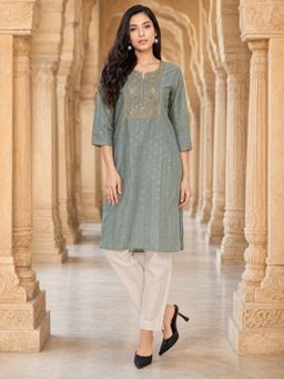 Rangita - Mint Green Embroidered Kurta