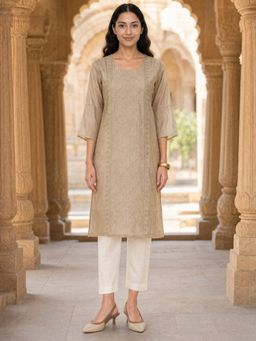 Rangita - Beige Embroidered Kurta
