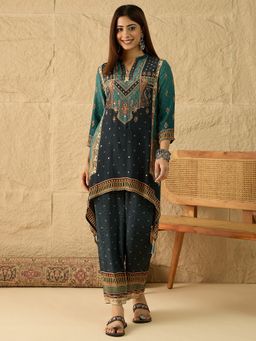 INDDUS - Multi-Colour Ethnic Motifs Printed and Mirror Work Co-Ord Set