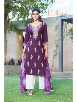 The Suitable - Pooja Purple Paisley Embroidery Kurta with Pant