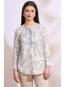 W - Blue and White Floral Printed Top