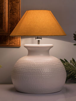 Homesake - White Hammered Pitcher Table Lamp Gold Cone