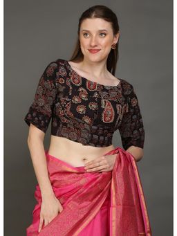 Palash - Black Paisley Printed Cotton Stitched Blouse