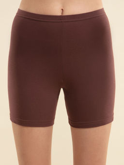 Nykd by Nykaa - Stretch Cotton Cycling Shorts-chocolate Brown-nyp083 Brown