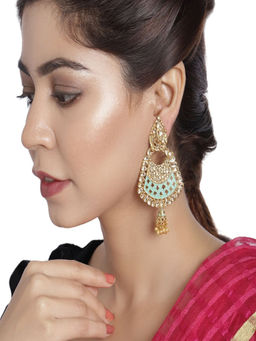 Accessher - Gold Plated Traditional Kundan Chandbali Ethnic Antique Earrings For Women And Girls