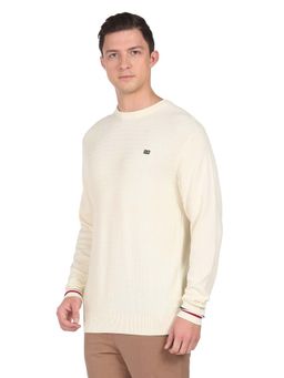 Arrow Sports - Men Off White Self Designed Solid Sweater