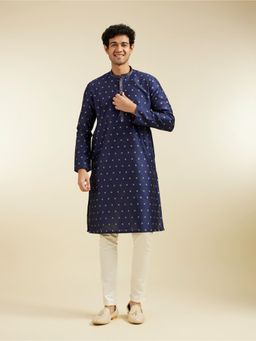 Diwas by Manyavar - Blue Art Silk Thread Work Kurta for Men