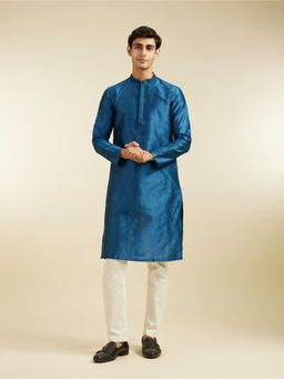 Diwas by Manyavar - Blue Art Silk Thread Work Kurta for Men
