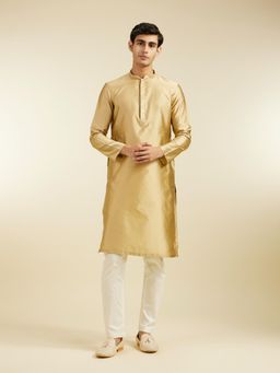 Diwas by Manyavar - Fawn Art Silk Thread Work Kurta for Men