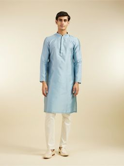 Diwas by Manyavar - Blue Art Silk Thread Work Kurta for Men