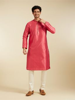 Diwas by Manyavar - Coral Art Silk Self Design Kurta for Men