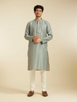 Diwas by Manyavar - Pista Green Art Silk Self Design Kurta for Men