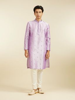 Diwas by Manyavar - Purple Art Silk Thread Work Kurta for Men