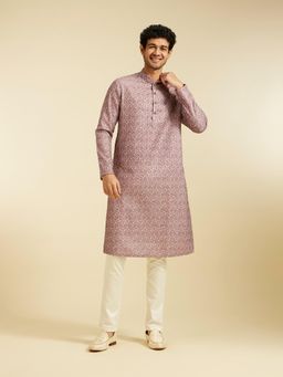 Diwas by Manyavar - Dusty Pink Art Silk Printed Kurta for Men