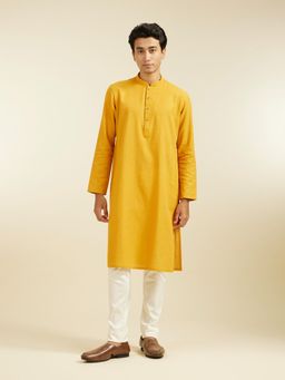 Diwas by Manyavar - Mustard Cotton Solid Kurta for Men