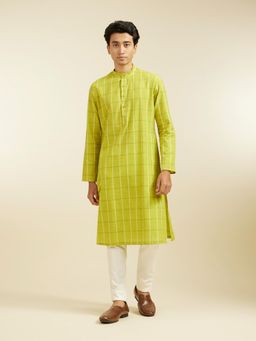 Diwas by Manyavar - Green Cotton Printed Kurta for Men