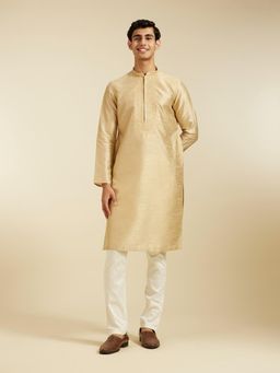Diwas by Manyavar - Cream Art Silk Thread Work | Stone Work Kurta for Men
