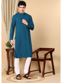 TATTVA - Ultra Marine Toned Embroidered Thread Work Kurta