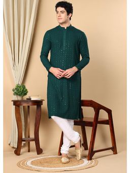 TATTVA - Lacoste Green Toned Embroidered Thread Work Kurta