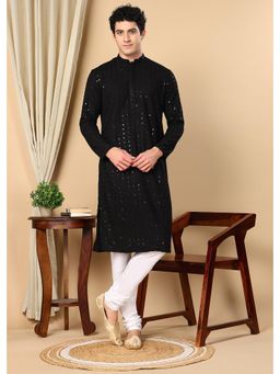 TATTVA - Black Toned Embroidered Thread Work Kurta