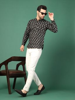Rama's - Men Black Color Printed Shirt Kurta