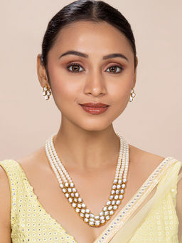 Peora - Gold Plated Traditional Kundan Long Necklace Jewellery Set PF26N1171W