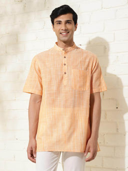 Fabindia - Orange Cotton Woven Short Kurta