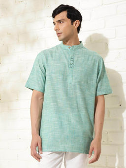 Fabindia - Green Cotton Woven Short Kurta