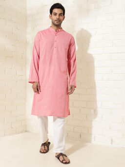 Fabindia - Pink Cotton Woven Kurta