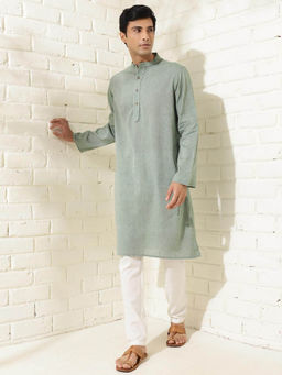 Fabindia - Grey Cotton Comfort Fit Kurta