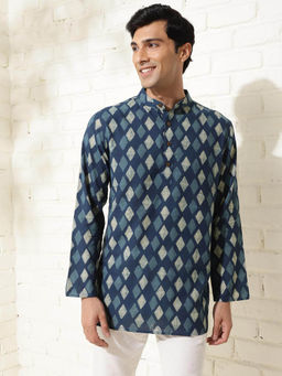 Fabindia - Indigo Cotton Dabu Printed Short Kurta