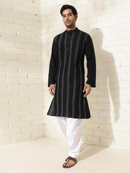Fabindia - Black Cotton Pintucks Kurta