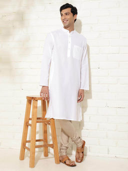 Fabindia - White Cotton Woven Kurta