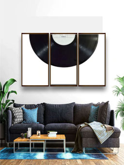 The Art House - Abstract Painting Black and White (Set of 3) (20X30 Inches)