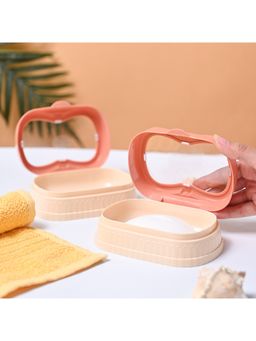 Voncasa - Plastic Peach Soap Dish - Pack of 2