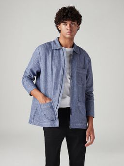 Levi's - Men's Textured Blue Linen Bomber