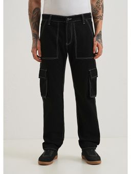 Banana Club - Black Contrast Stitched Denim Jeans Cargo