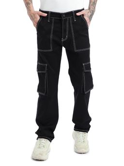 Banana Club - Contrast Stitched Black Denim Jeans Cargo