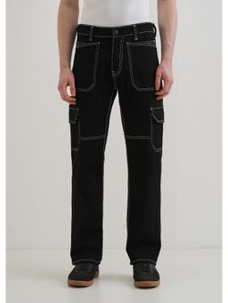 Banana Club - Top Stitched Black Denim Jeans Cargo