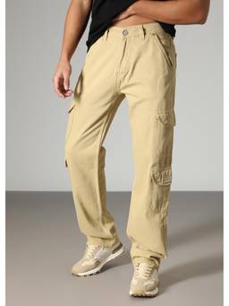Banana Club - Beige Double Pocket Cargo Denim Jeans