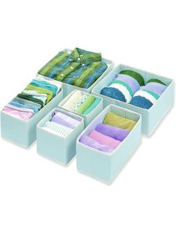 House of Quirk - Blue Foldable Closet Drawer Organizers (Set Of 6)
