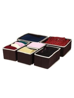 House of Quirk - Brown Foldable Closet Drawer Organizers (Set Of 6)
