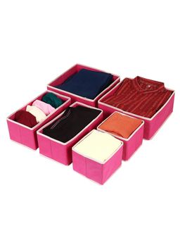 House of Quirk - Pink Foldable Closet Drawer Organizers (Set Of 6)
