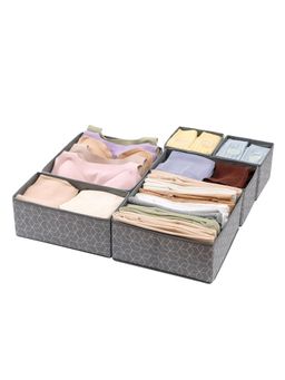 House of Quirk - Grey Ethnic Foldable Closet Drawer Organizers (Set Of 6)