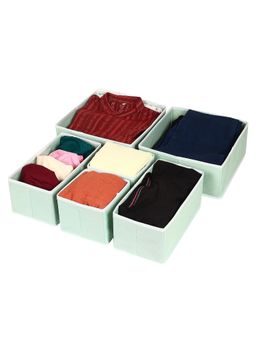 House of Quirk - Pastel Green Foldable Closet Drawer Organizers (Set Of 6)