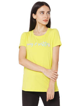 Spykar - Lime Printed Women T-Shirts