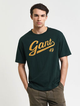 GANT - Men Green Printed Round Neck Short Sleeves T-Shirt