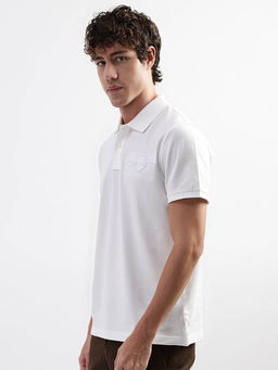 GANT - Men White Solid Polo Collar Short Sleeves T-Shirt